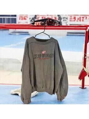 Vintage 90s Detroit Red Wings Logo Athletic Thermal Long Sleeve Pullover XL